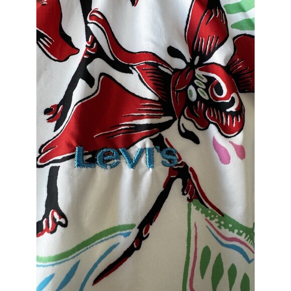 Levi’s Women Floral Windbreaker Rain Pullover L VSCO Preppy Gorpcore 90’s Retro - Picture 13 of 13